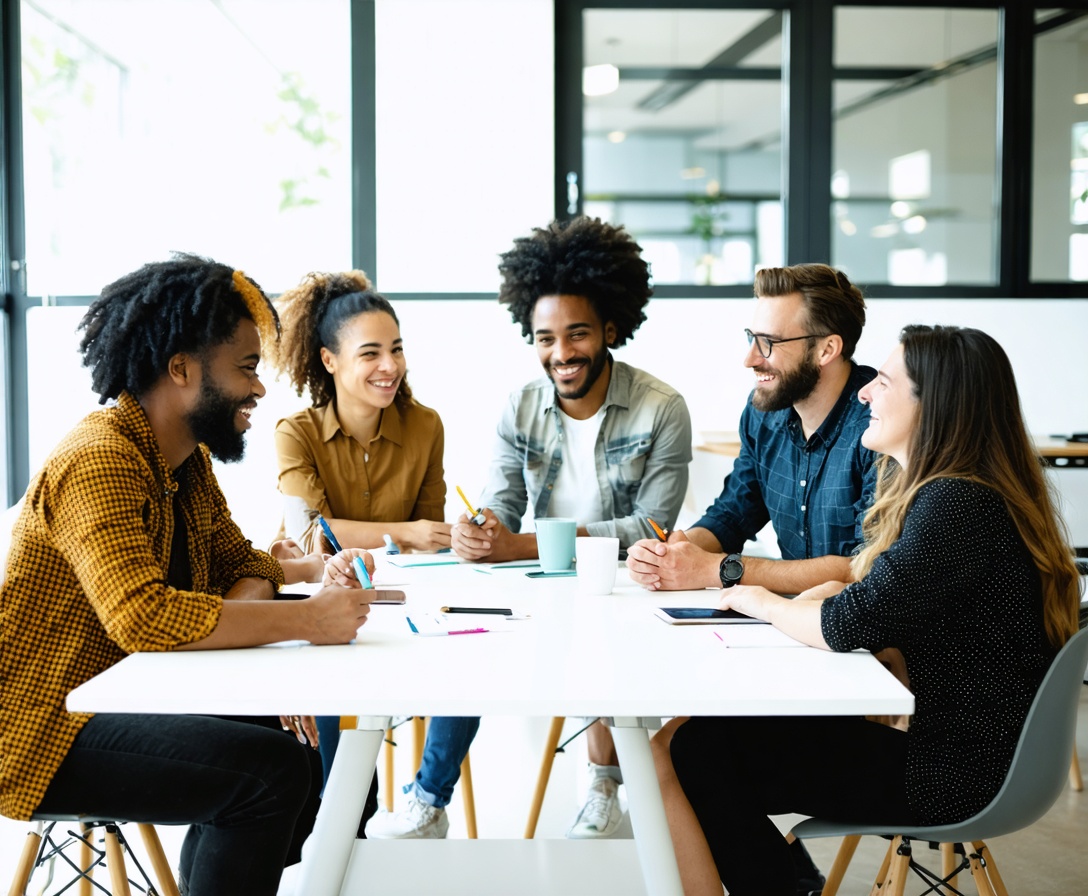 Team di docenti professionisti durante una riunione in una sala conferenze luminosa